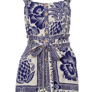 Farm Rio Linen Romper with Tie Waist - XL